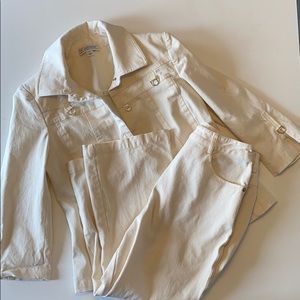 St. John Sport White Denim Pants and Jacket Set (Size 4P)